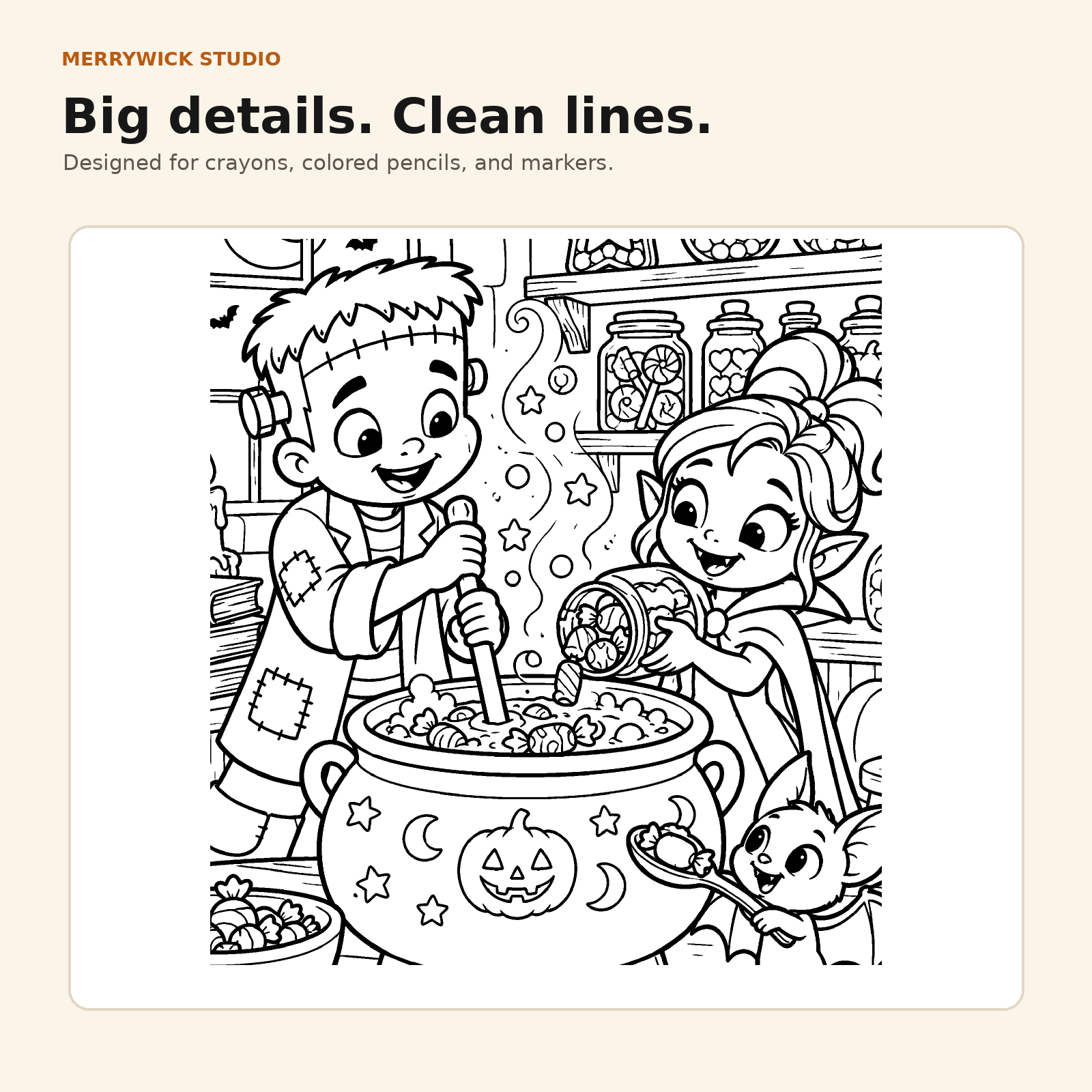 Close-up of the printable line art