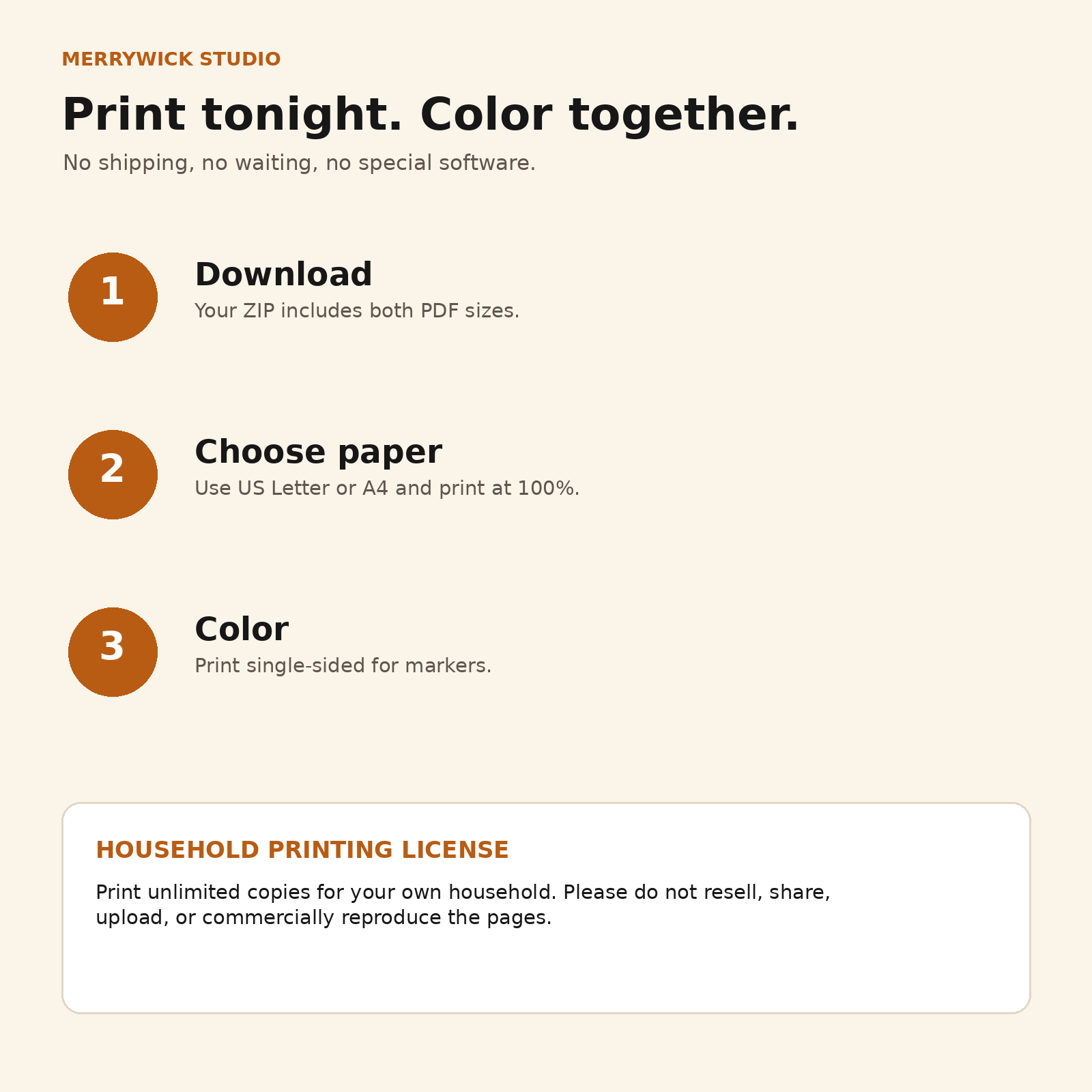 Printing and household license details