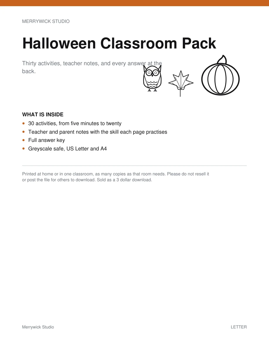 Halloween Classroom Pack cover